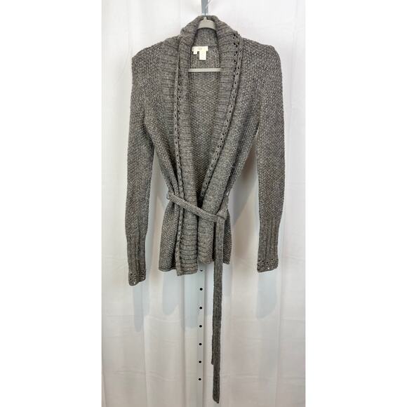 SOH Size 2 XS P Belted Open Front Cardigan Sweater Wool Alpaca Blend Gray - Picture 2 of 10